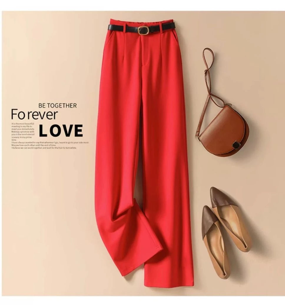 Suit Wide-Leg Pants for Women High Waist Temperament Drooping Wide-Leg Pants 2024 Spring New Loose Casual Trousers Ins