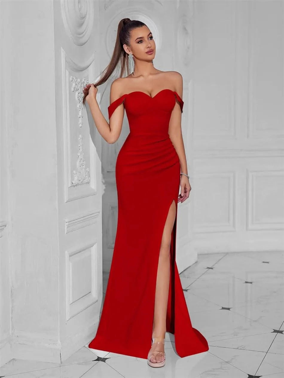 Cocktail Dress For Women Off Shoulder Sexy Floor Length Party Evening Night Outfit Club Formal Wedding Guest Maxi Gala Vestidos