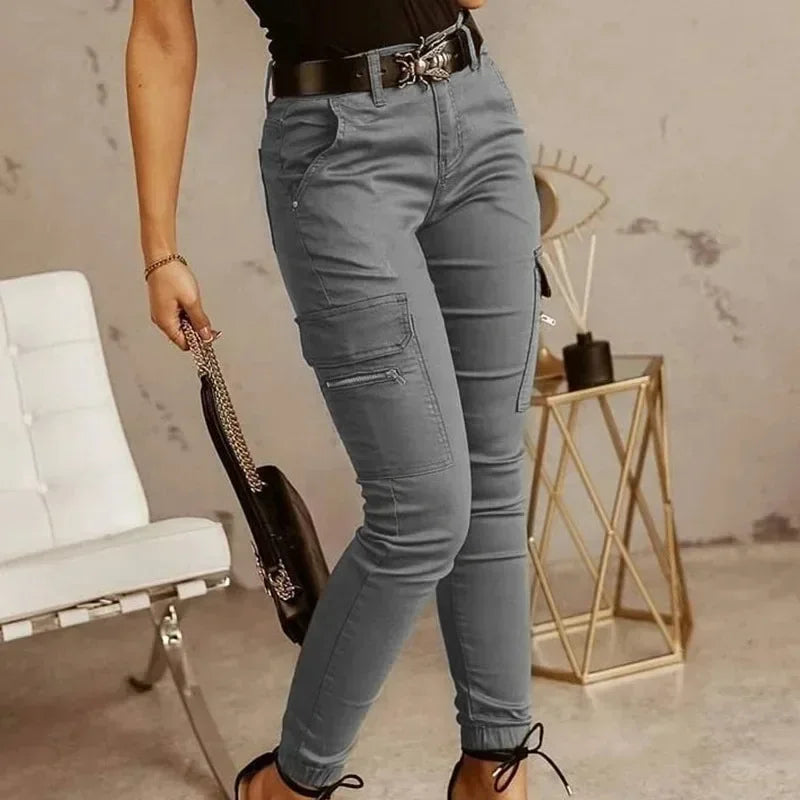 Fashion New Slim Fit Pencil Pants Women Streetwear Solid Casual Trousers Women Joggers Pockets Cargo Pants Female Pantalon 26211