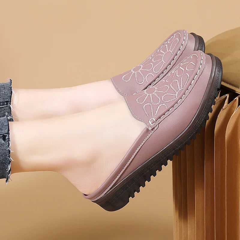 Women Slippers 2025 Spring New Casual Half-slip Shoes Ladies Slip on Closed Toe Sandals Zapatos De Mujer Women's Slingback Shoes