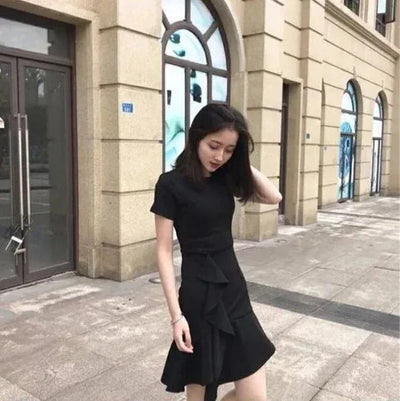 Midi Ruffle Women's Dress Soft Black Female Dresses Harajuku Elegant and Beautiful on Sale Clearance New in Clothing Hot Retro X