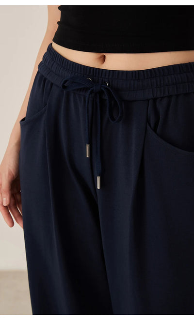 KL7523369 Women's Wide Leg Lounge Pants Cotton Blend Drawstring Waist Casual Fall Clothing