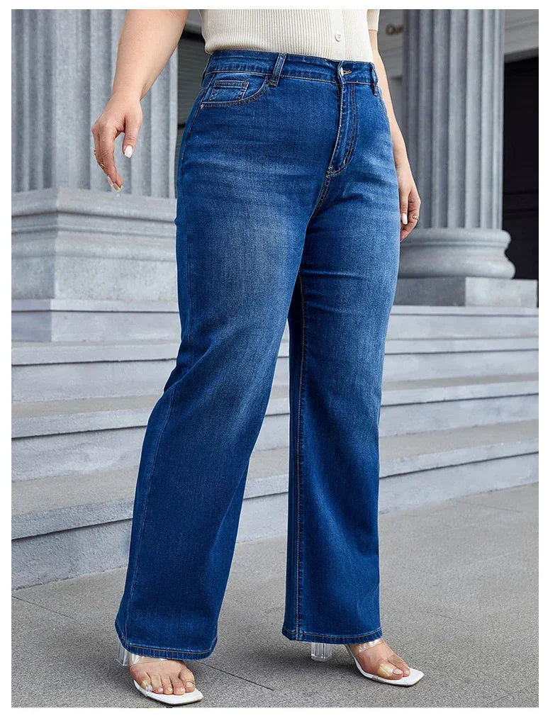 Plus Size Wide Leg Jeans for Women High Waist Baggy Women Jeans High Stretchy Straight Women Jeans Denim Pants Straight Loose
