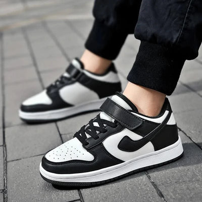 Boys' sports shoes 2025 new leather-covered waterproof children's casual shoes primary school trend non-slip board shoes
