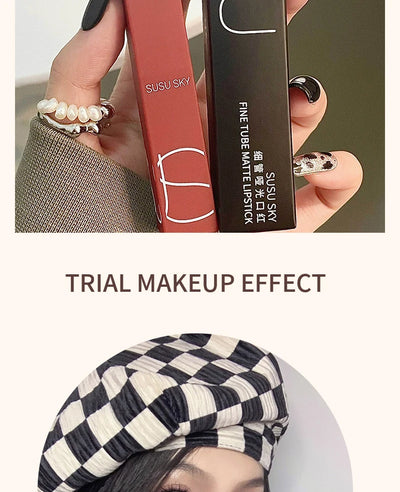 TX010Thin Tube Matte Lipstick, Waterproof and Sweatproof, Does Not Fade Or Remove Makeup, Can Be Used on Both Lips and Cheeks