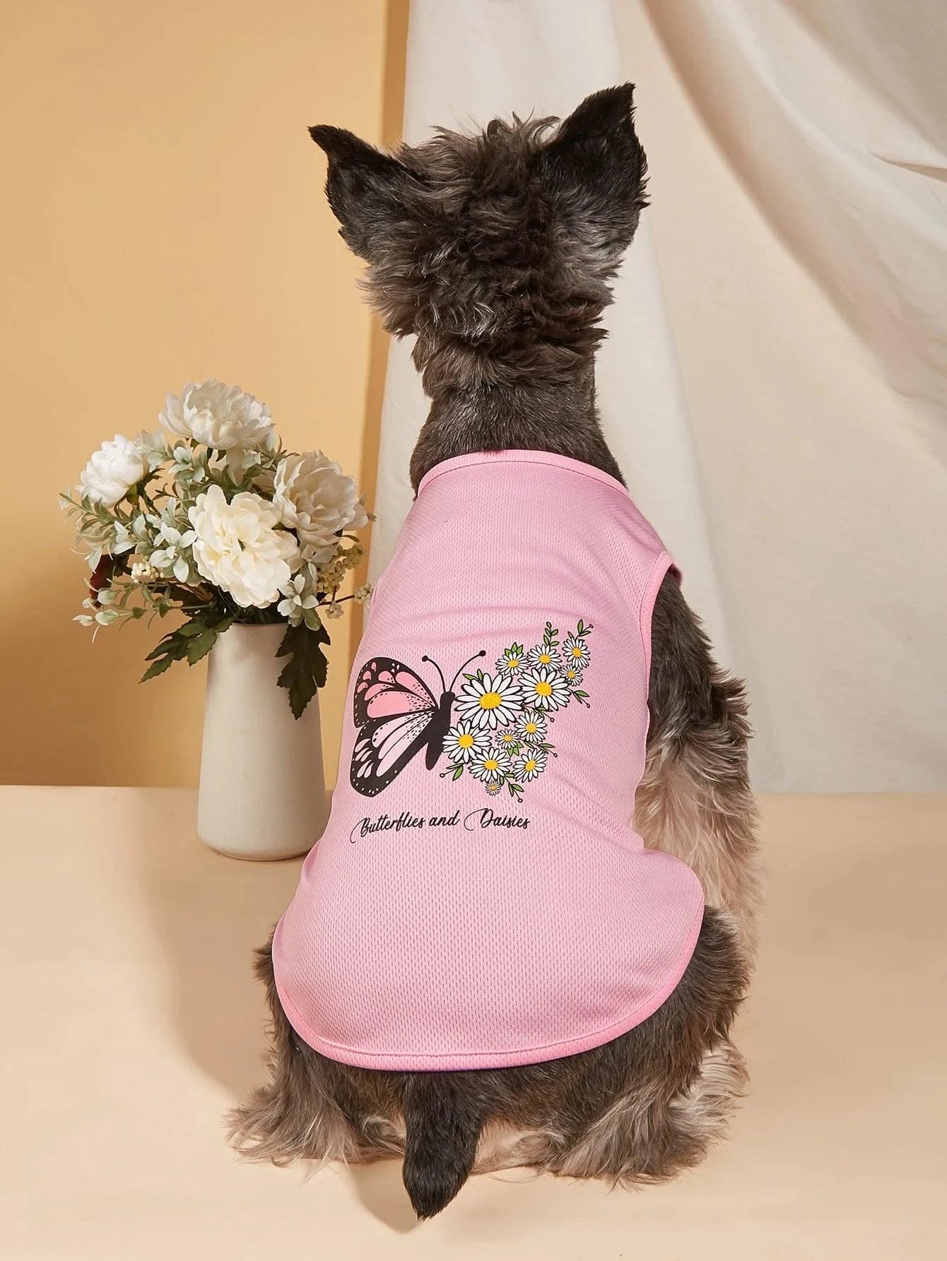 Pet Clothes for Dog Cat Puppy Tank Top Coat Butterfly FloralPrinted Comfortable Sweatshirt Dog Outfits Apparel Cat Cloth