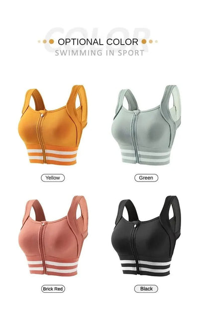 Sports Bras Zip Front For Women With Full Coverage Removable Padded Workout Bra Shockproof Yoga Underwear Running Fitness Vest