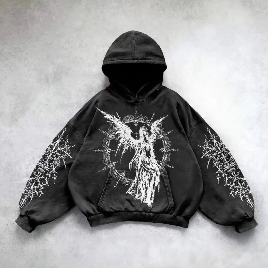 High Street Y2K Zipper Hoodie Graphic Print Rock Gothic Zip Up Hooded Sweatshirt Harajukus Streetwear Vintage Pullover hoodies