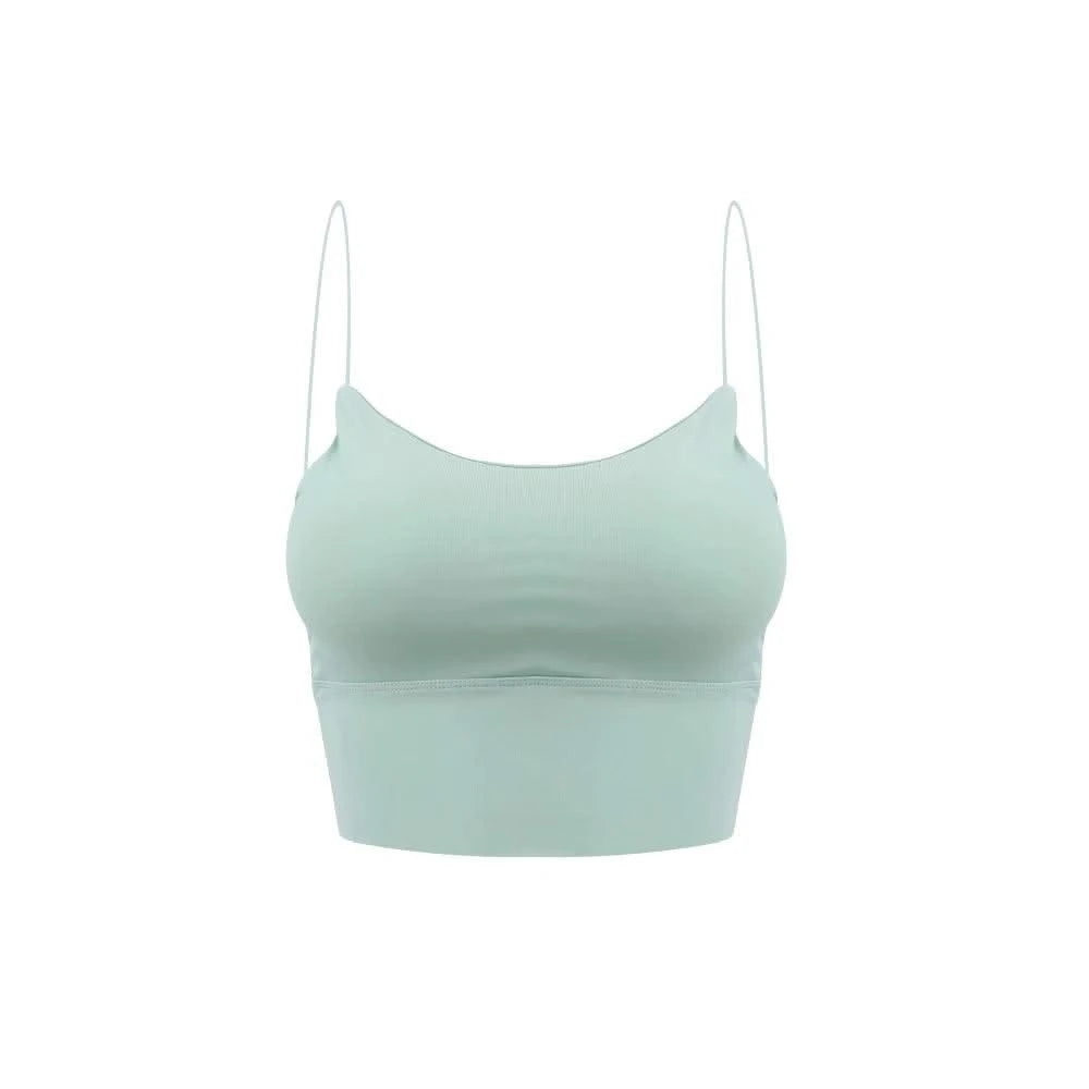 Women Crop Tops Ice Silk Summer Bra Sports Spaghetti Strap Top