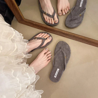 Luxury Designer Woman Flat Slippers Woven with Comfortable Women's Shoes Casual Bottom Slippers 2025 New Summer Women Sandals