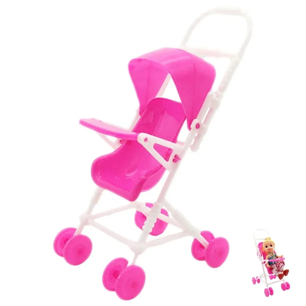 Simulation Baby Stroller Realistic Toy Children Play Game Decor Plastic Model Pushchair Small Stroller Furniture
