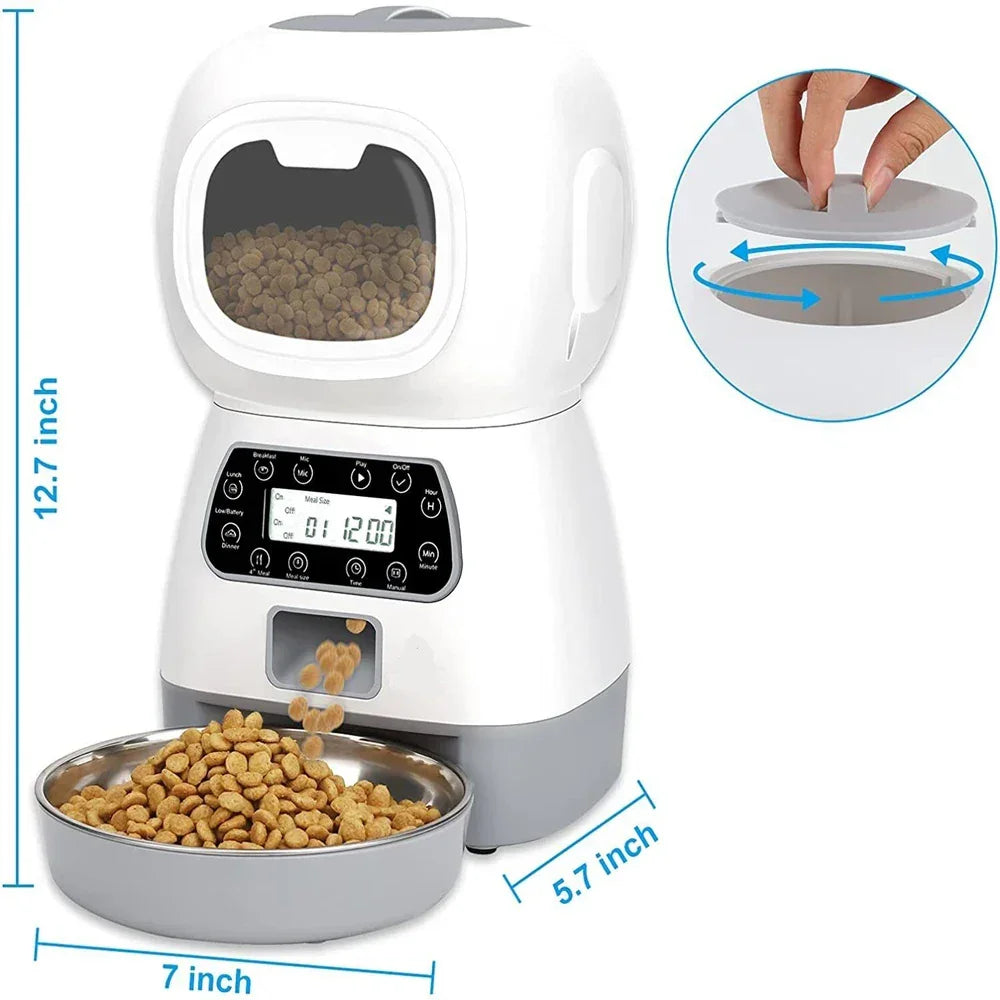 3.5L Automatic Pet Feeder Smart Food Dispenser For Cats Dogs Timer Stainless Steel Bowl Auto Dog Cat Pet Feeding Pet Supplies