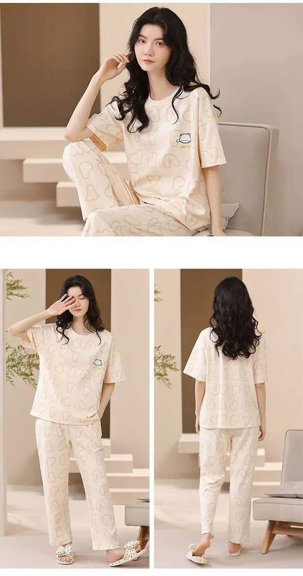 Women's New Pajamas Loungewear Set Women's Spring Summer Loungewear Can Be Worn Outside Plus Size Loose Casual Loungewear