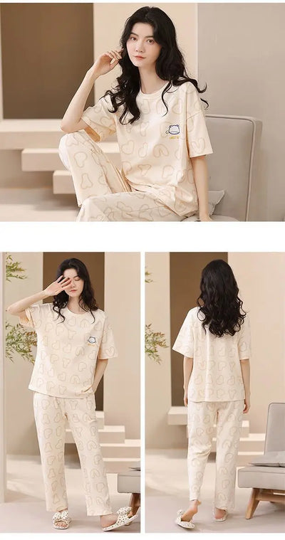 Women's New Pajamas Loungewear Set Women's Spring Summer Loungewear Can Be Worn Outside Plus Size Loose Casual Loungewear