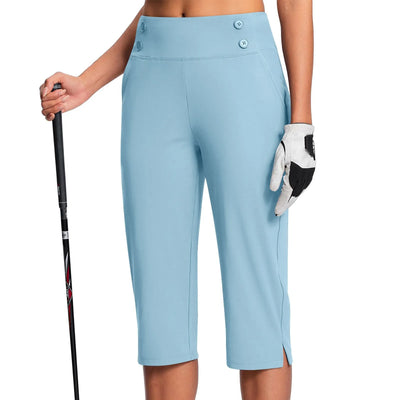 Women Elastic High Waist 3/4 Pant Casual Active Fit Wide Capris Leg Pants Trousers With Pockets Pants Woman брюки женские