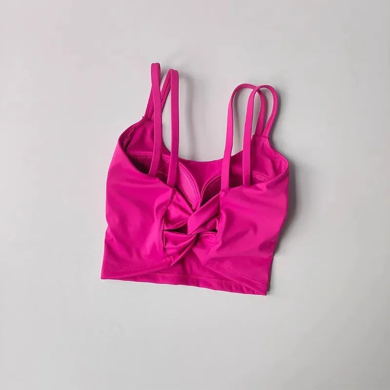 Women's Sports Bras Fitness Top, Sexy Lingerie, Push Up Fixed Pad, Yoga Bra, Back knotted Underwear, Running Vest, Gym Tops