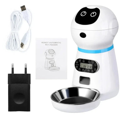 Pet Automatic Feeder Food Timing Dispenser Portion Control Detachable Dogs Cats Anti Slip With Voice Recorder Dry Wet Food