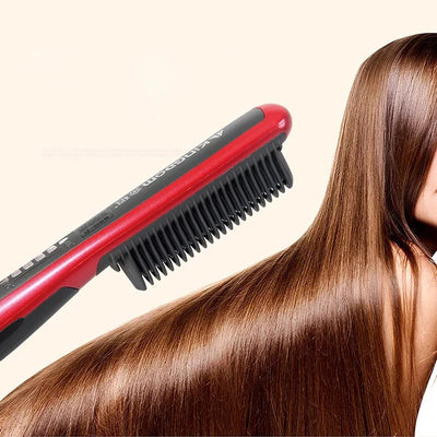 Hair & Beard Straightener Ionic Ceramic Hot Comb Electric Straighten Curling Hair Brush Negative Ion Anti-scalding Styling Tool