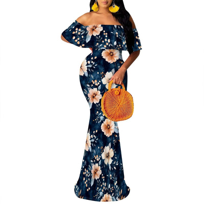 Women's 2025 Summer Trendy Dress Floral Strappy Backless Maxi Dresses Sexy Bodycon Evening Party Long Dress