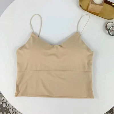 Women Summer Vest Tops Sleeveless Cotton Bustier with Pads