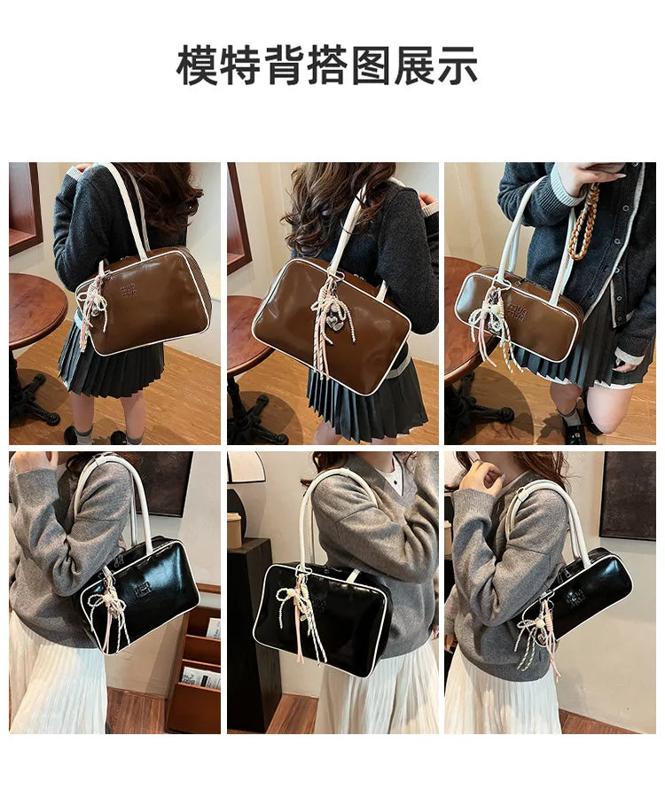 Designer Bowling Tote Women's Oversized Shoulder Bag, High-Capacity Office Handbag, Fashionable Minimalist Crossbody Purse