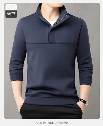 New Men's Sweatshirts Autumn and Winter Warm and Simple Personalized Trendy Tops Half-high Neck Base Shirt