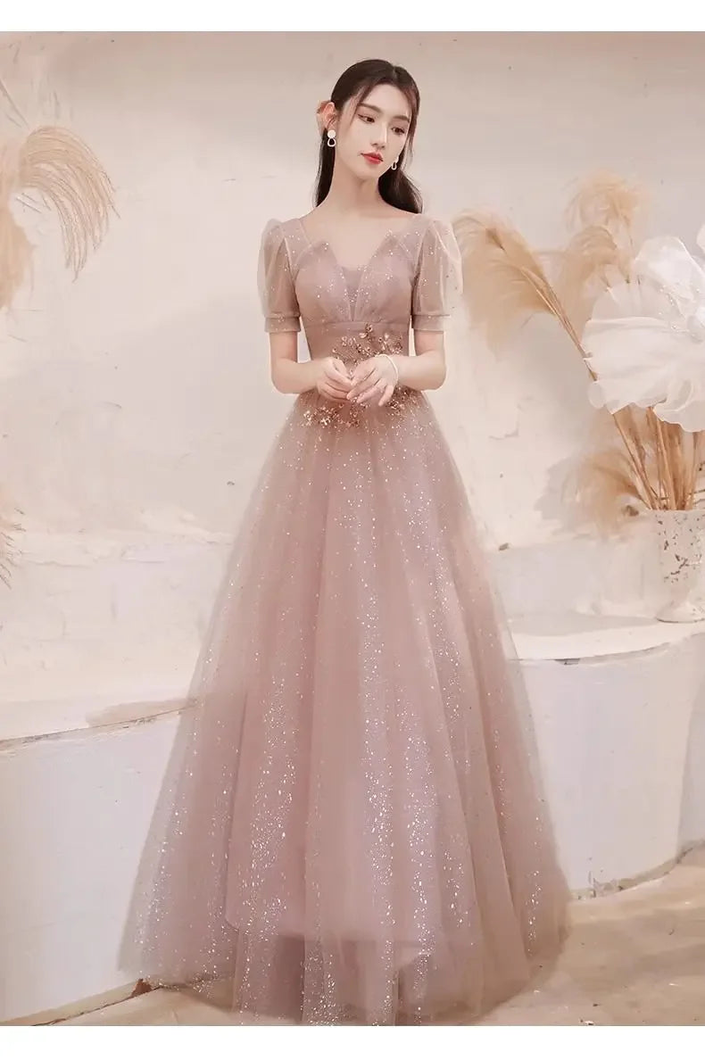 High-End Banquet Evening Dresses Women's 2025 New Spring Summer Light Luxury Slim Birthday Party Performance Dance Clothes Dress