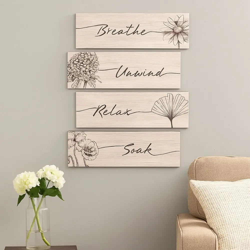 Wall Plate Wooden Floral Wall Art Funny Decorative Plants Hanging Sign Handmade Wall Decor Paintings Office