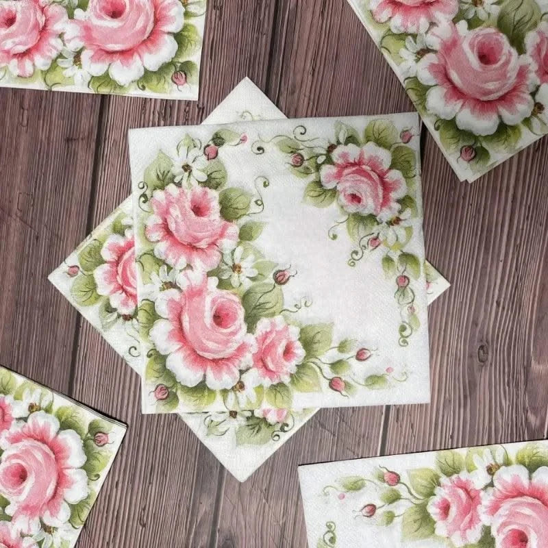 10/20pcs 33cm Lotus Flower Printed Facial Tissue Picnic Birthday Party Wedding Confessions Tissue Full Flower Napkins Decoupage