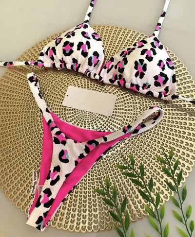 Swimwear Women Leopard Printed Sexy Bikini Set Striped Beachwear Summer Swimsuit Two-pieces Thong Bathing Suit Biquinis