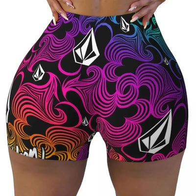 Custom Volcoms Symbol Running Volleyball Gym Shorts for Women Athletic Workout Yoga Shorts