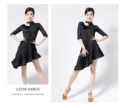 Fashion Latin Dance Wear for Women Latin Dresses Fringes Ballroom Practice Clothes Salsa Samba Dance Costumes