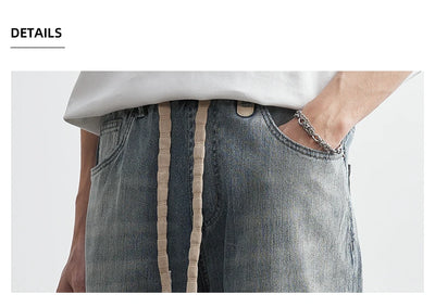 Men's Japanese Retro Jeans 2025 Summer New Fashion Personality Straight Elastic Waist Straight Jeans Loose Casual Jeans Pants