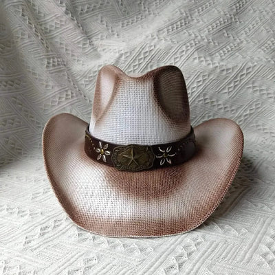 New Lake Blue Western Cowboy Straw Hat 2024 Spring and Summer New Outdoor Sun Hat Men's and Women's Cowboy Hat gorras
