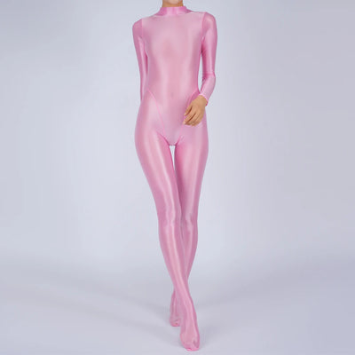 Sexy Womens Glossy Shiny Silky Tights Swimsuit Leggings Bodysuit Jumpsuit Ladies Elasticity Breathable Leotard Sleeping Romper