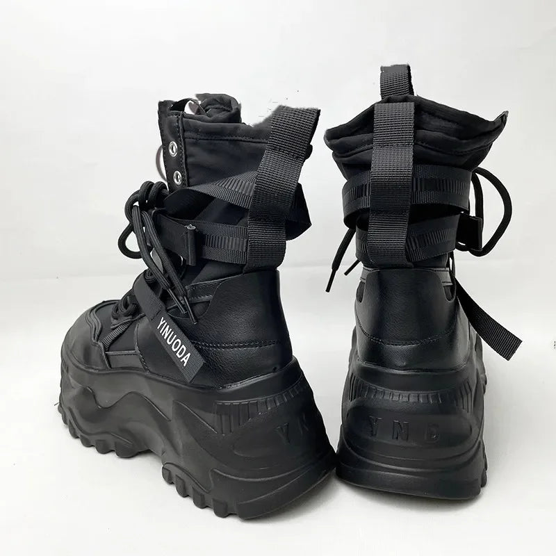 Women's Boots Platform Luxury Designer Shoes for Women  Lace Up Chunky Shoes Breathable Comfort  Ankle Boots Botas De Mujer