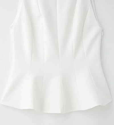 MUJER White Bow Sleeveless Tops for Women Black off Shoulder Top Female Spring Casual Tank Tops Woman 2025 Pleated Women's Tops