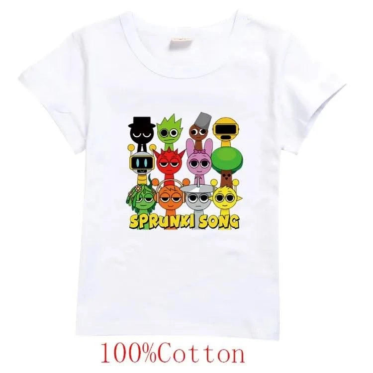 Camisas Sprunki Incredibox Figuras Kids Game Sprunky Tshirt Boys Short Sleeve Tops Girls Cartoon Clothes Children Summer Clothes