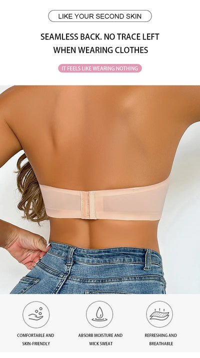 Women Sexy Bra Breathable Seamless Bralette - See-Through Detachable Straps, Push-Up, Comfortable, Non-Slip, Lightweight