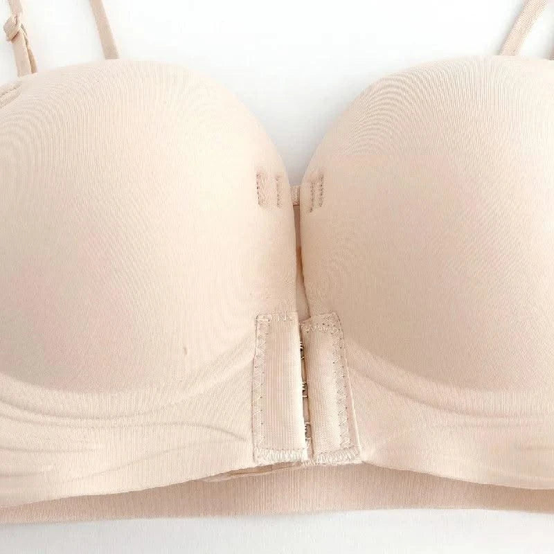 Front Closure Strapless Bras For Women Seamless Push Up Brassiere Thick Soft Underwear Solid Color Adjustable Invisible Lingerie