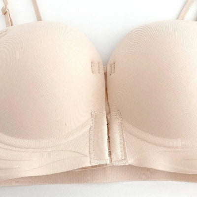 Front Closure Strapless Bras For Women Seamless Push Up Brassiere Thick Soft Underwear Solid Color Adjustable Invisible Lingerie