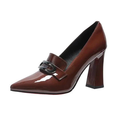 Waterproof Shallow Patent Leather Platform High Heels Shoes | Large Size | High Quality Women's Fashion Shoes 2025 New