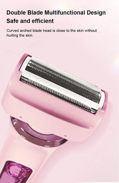 2 in 1 Electric Women Shaver For Bikini Body Leg Armpit Hair Trimmer Dual-Head Ladies Face Mustache Razor Painless Hair Remover