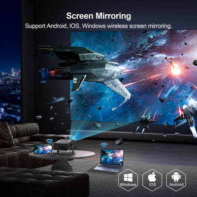 Portable Proyector 4K Android 11 Dual Wifi 5 300ANSI CPU H713M BT5.0 1080P 1280*720P Proyector de cine en casa para exteriores
