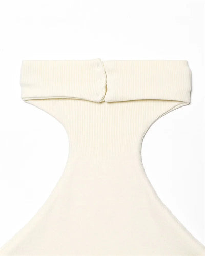 Women's Dress New Summer 2025 White Halterneck Panelled Dress Sexy off-the-shoulder design Elegant temperament Personality