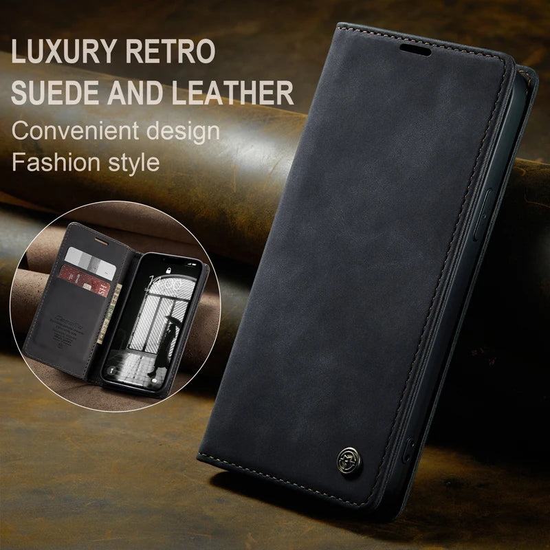 Flip Wallet Case for iPhone 16e 2025 Magnetic Folio Leather Cover with Card Holder Kickstand Shockproof Durable Protective Shell