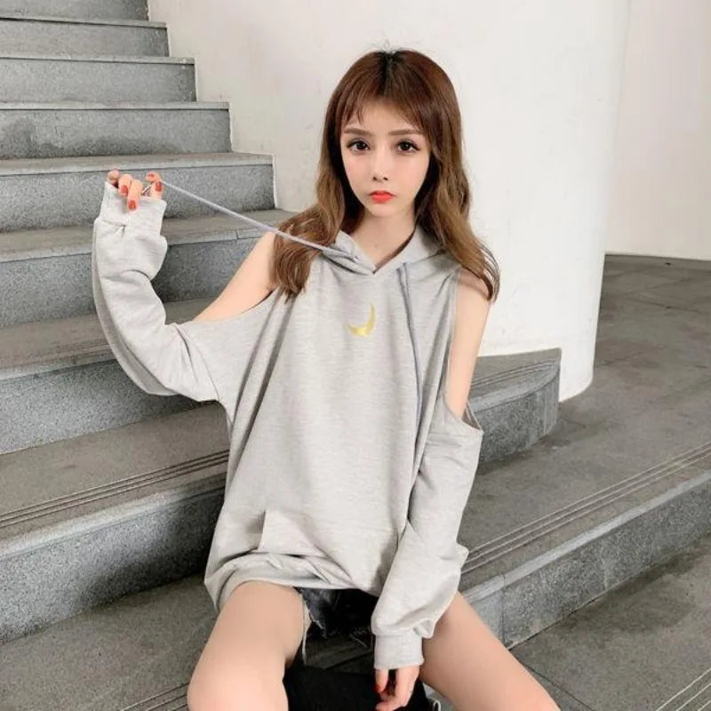 Sweatshirts for Women Hoodies Plain Long Female Clothes Black Hooded Tops Cotton Sweat-shirt Basic Designer Sleeve Goth Novelty