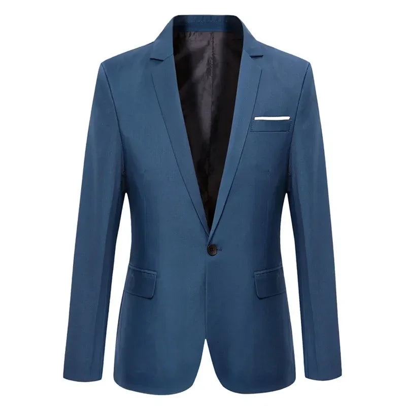 Blue Men Blazers Work Office 2025 Men Tuxedos for Formal Occasions Pockets Coat Blazers Male Custom Men's Business Slim Blazers