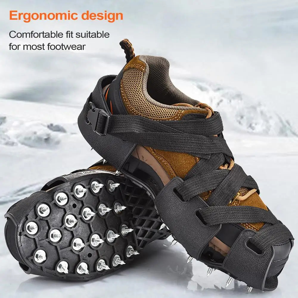 Crampons For Hiking Boots 32-Spikes Crampons Ice Cleats Traction Snow Grips Winter Ice Snow Grips Traction Cleats  For Walking