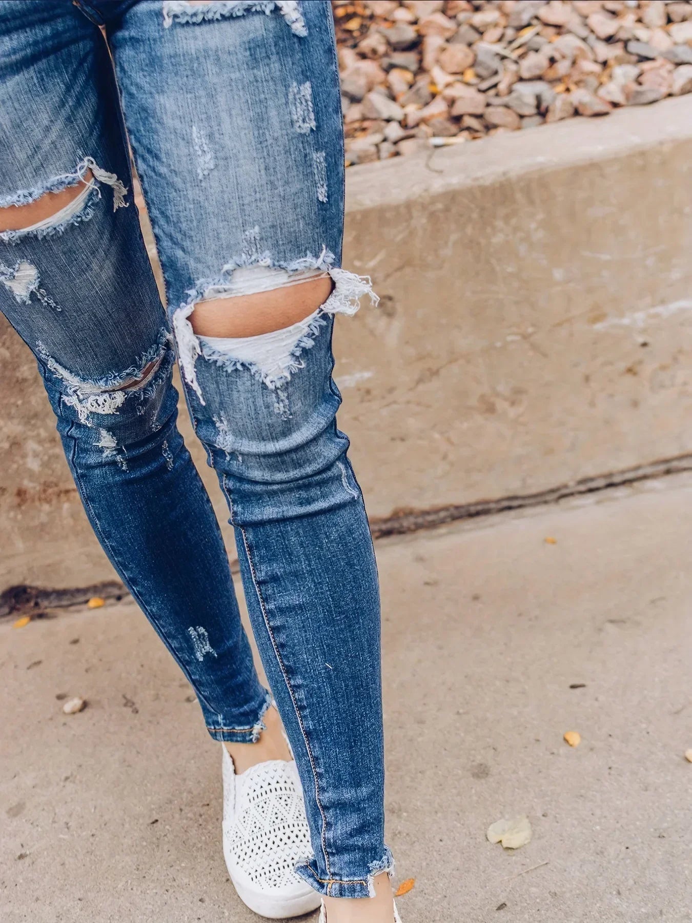 2024 Spring New Fashion Ripped Jeans for Women High Stretch Slim Denim Pencil Pants Casual Skinny Jeans S-XL